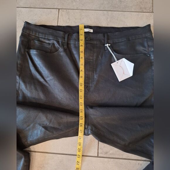 Good American Wax coated black straight leg jeans‎ high waisted size 24 - Picture 6 of 8